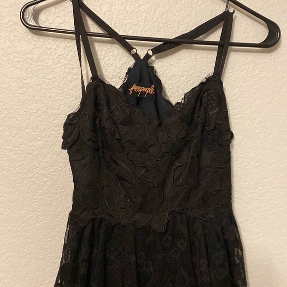 Free People Black Flower Embroidered Tiered Lace Tulle Open Back Maxi Dress - 2 - Picture 3 of 13